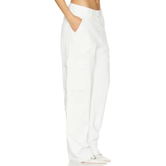 Superdown White Cargo Pants LARGE Baggy Wide Leg Streetwear Revolve $88 NEW - Picture 2 of 9